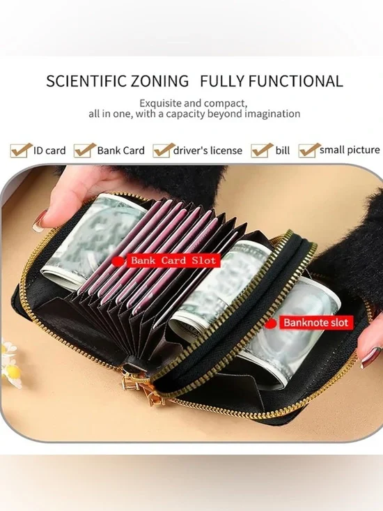 Zip-Around Wallet Compact Credit Card Card Holder - Pick One - Picture 3 of 4